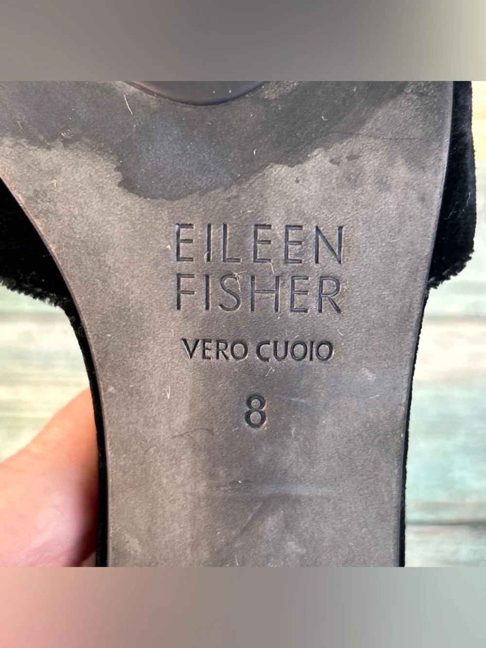 Eileen Fisher Malta Mary Jane Pumps Womens Sz 8 Black Velvet Block Heel Evening